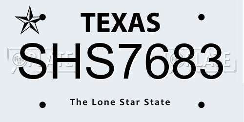SHS7683 Texas License Plate