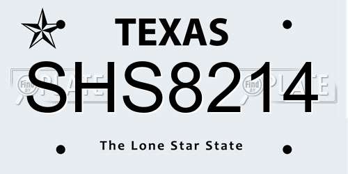 SHS8214 Texas License Plate