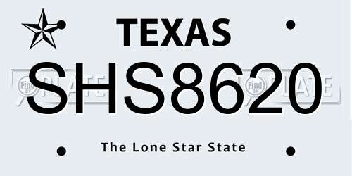 SHS8620 Texas License Plate