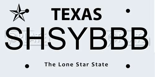 SHSYBBB Texas License Plate