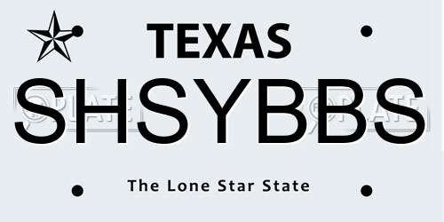 SHSYBBS Texas License Plate