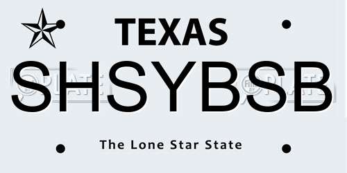 SHSYBSB Texas License Plate