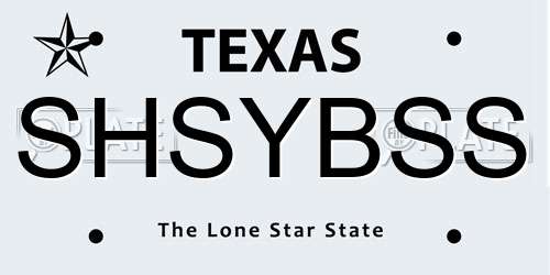 SHSYBSS Texas License Plate