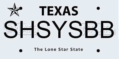 SHSYSBB Texas License Plate
