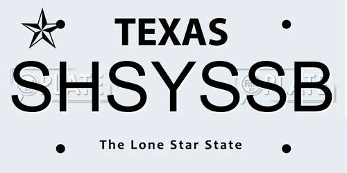 SHSYSSB Texas License Plate