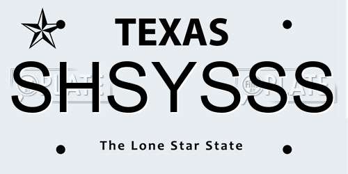 SHSYSSS Texas License Plate
