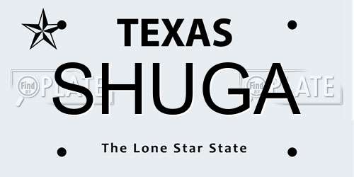 SHUGA Texas License Plate