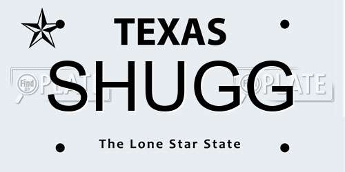 SHUGG Texas License Plate