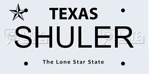 SHULER Texas License Plate