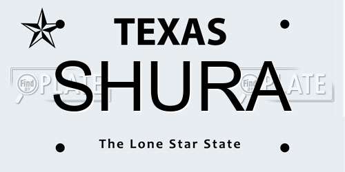 SHURA Texas License Plate