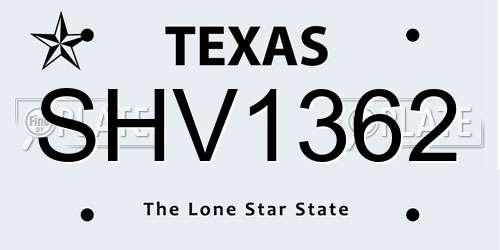 SHV1362 Texas License Plate