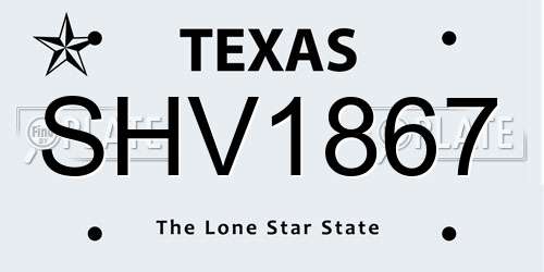 SHV1867 Texas License Plate