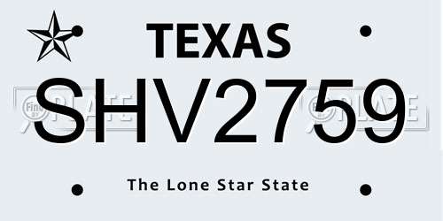 SHV2759 Texas License Plate