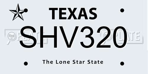 SHV320 Texas License Plate