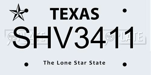SHV3411 Texas License Plate