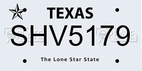 SHV5179 Texas License Plate