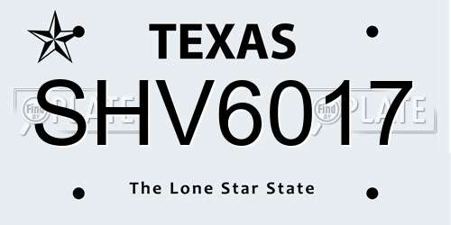 SHV6017 Texas License Plate