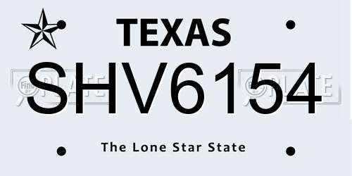 SHV6154 Texas License Plate