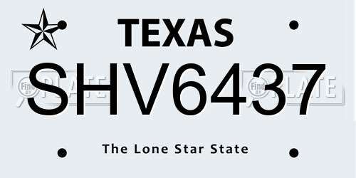 SHV6437 Texas License Plate
