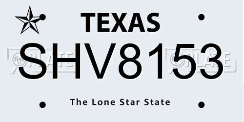 SHV8153 Texas License Plate