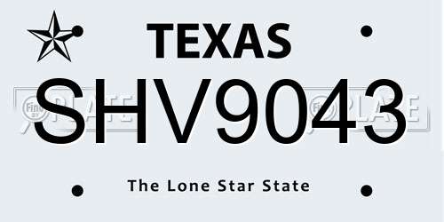 SHV9043 Texas License Plate