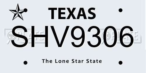 SHV9306 Texas License Plate