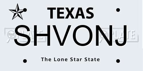SHVONJ Texas License Plate