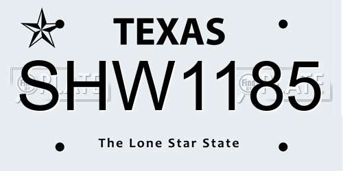 SHW1185 Texas License Plate