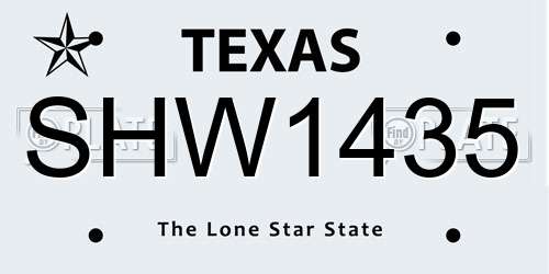 SHW1435 Texas License Plate