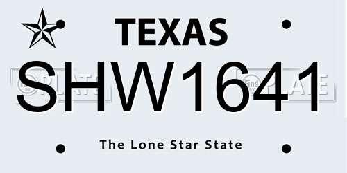 SHW1641 Texas License Plate
