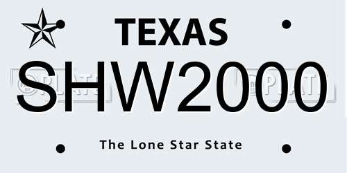 SHW2000 Texas License Plate