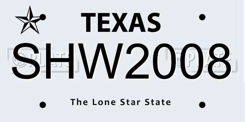 SHW2008 Texas License Plate