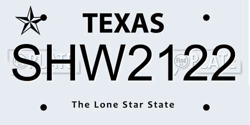 SHW2122 Texas License Plate