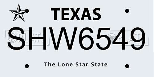 SHW6549 Texas License Plate
