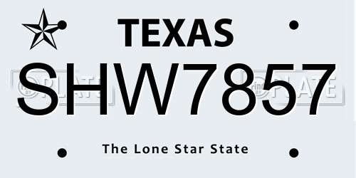 SHW7857 Texas License Plate