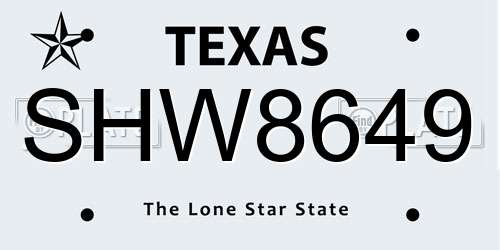 SHW8649 Texas License Plate