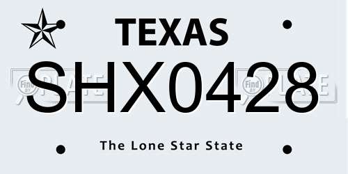 SHX0428 Texas License Plate