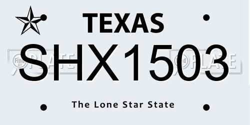 SHX1503 Texas License Plate