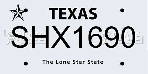 SHX1690 Texas License Plate