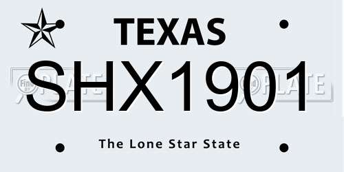 SHX1901 Texas License Plate