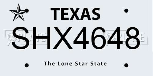 SHX4648 Texas License Plate