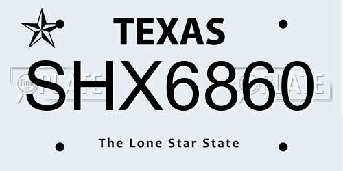 SHX6860 Texas License Plate
