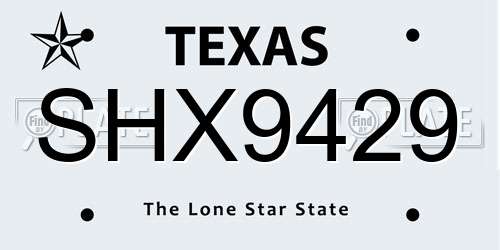 SHX9429 Texas License Plate