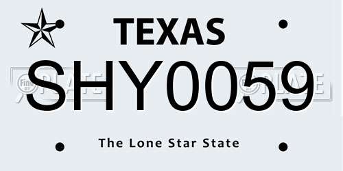 SHY0059 Texas License Plate