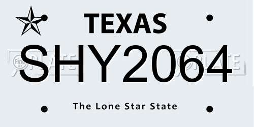 SHY2064 Texas License Plate