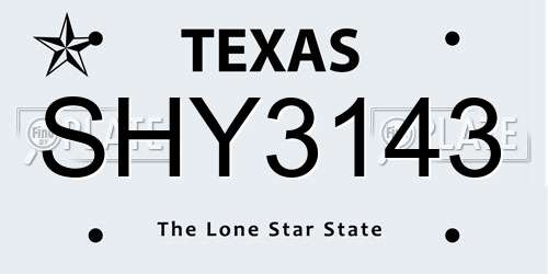 SHY3143 Texas License Plate