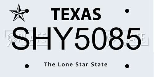 SHY5085 Texas License Plate