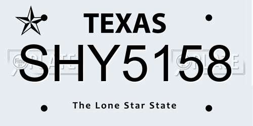 SHY5158 Texas License Plate