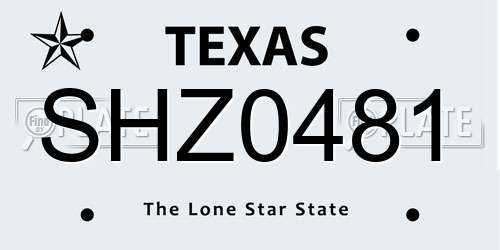 SHZ0481 Texas License Plate