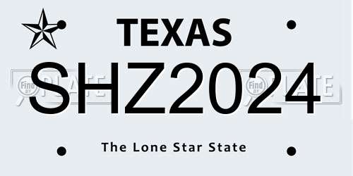 SHZ2024 Texas License Plate